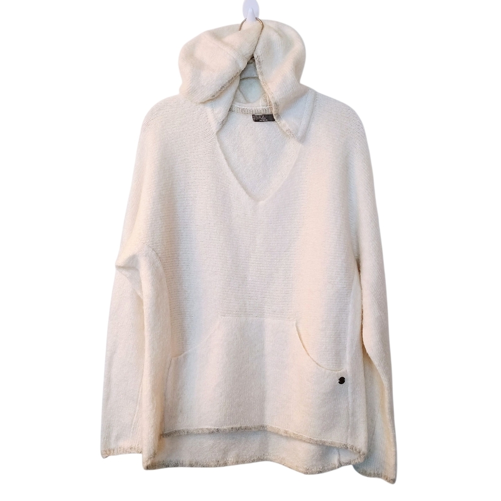 Women's Prana Shine On Sweater Hoodie White With Gray Accents Size Medium